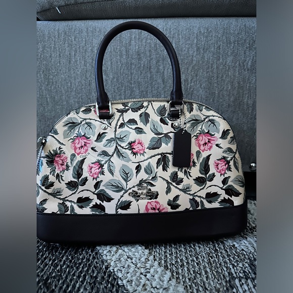 Coach Brown/Beige Flower Patent and Leather Mini Sierra Satchel Coach - Picture 3 of 6